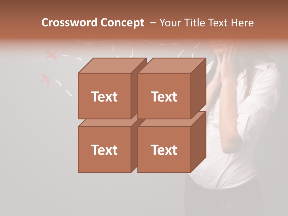 A Woman Standing In Front Of A Gray Wall With Arrows Drawn On It PowerPoint Template