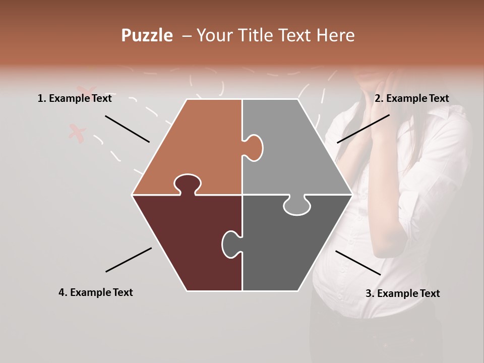 A Woman Standing In Front Of A Gray Wall With Arrows Drawn On It PowerPoint Template