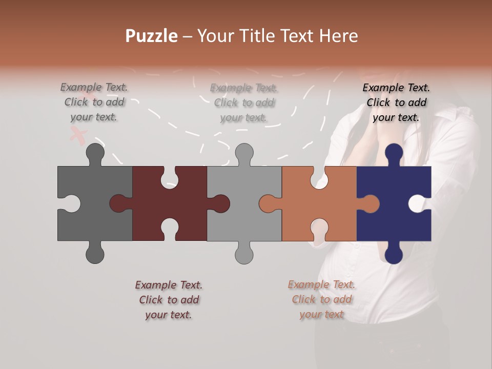 A Woman Standing In Front Of A Gray Wall With Arrows Drawn On It PowerPoint Template