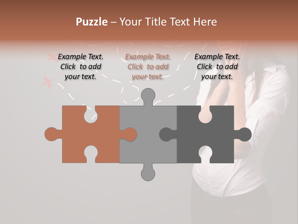 A Woman Standing In Front Of A Gray Wall With Arrows Drawn On It PowerPoint Template