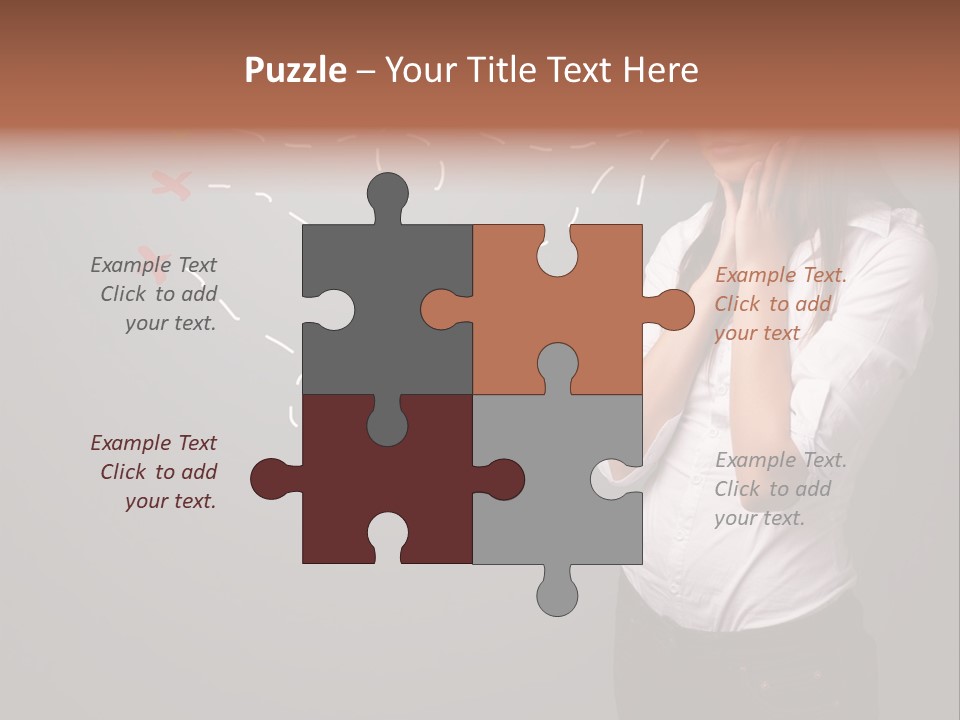 A Woman Standing In Front Of A Gray Wall With Arrows Drawn On It PowerPoint Template