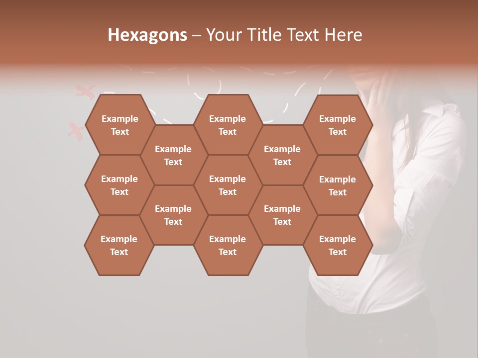 A Woman Standing In Front Of A Gray Wall With Arrows Drawn On It PowerPoint Template