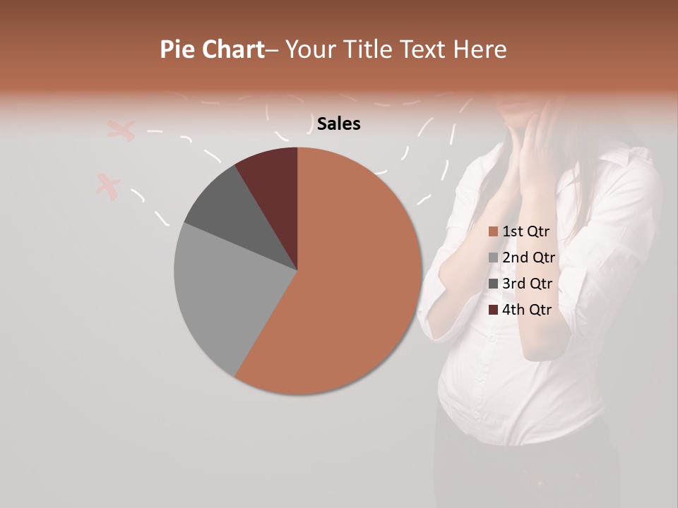 A Woman Standing In Front Of A Gray Wall With Arrows Drawn On It PowerPoint Template