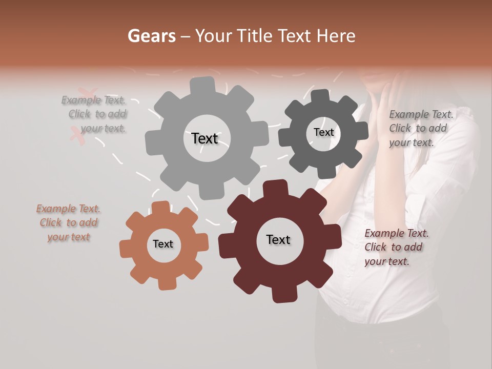 A Woman Standing In Front Of A Gray Wall With Arrows Drawn On It PowerPoint Template