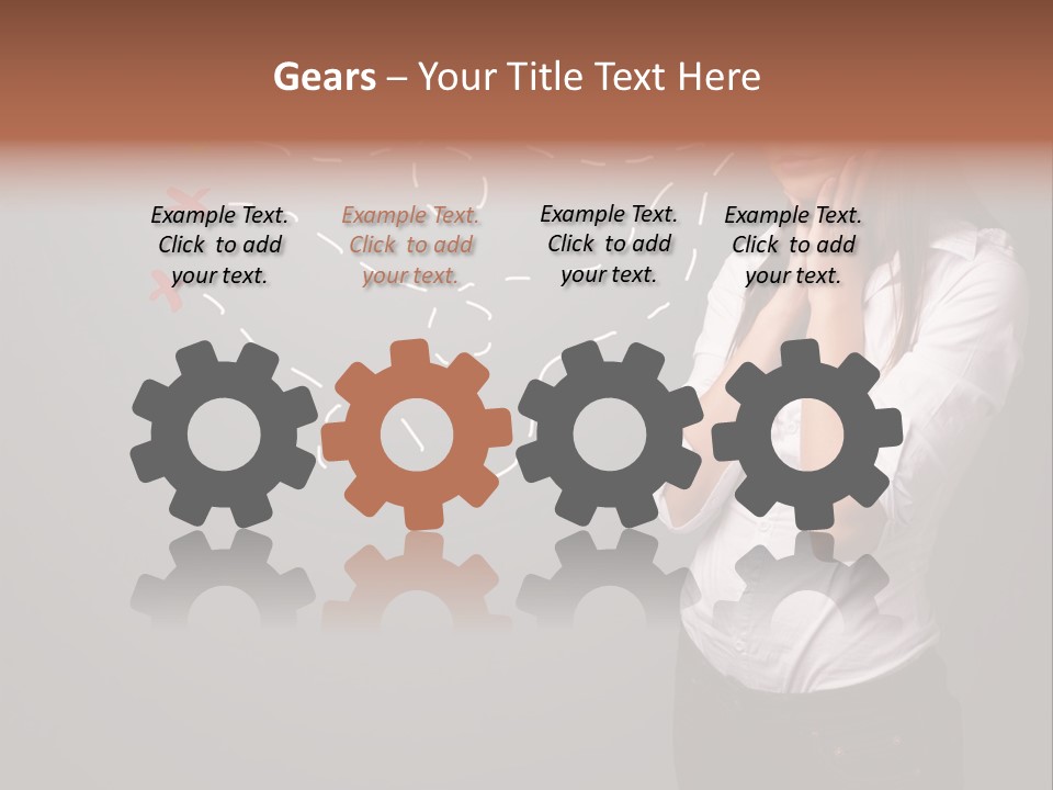 A Woman Standing In Front Of A Gray Wall With Arrows Drawn On It PowerPoint Template