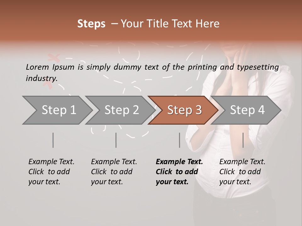 A Woman Standing In Front Of A Gray Wall With Arrows Drawn On It PowerPoint Template