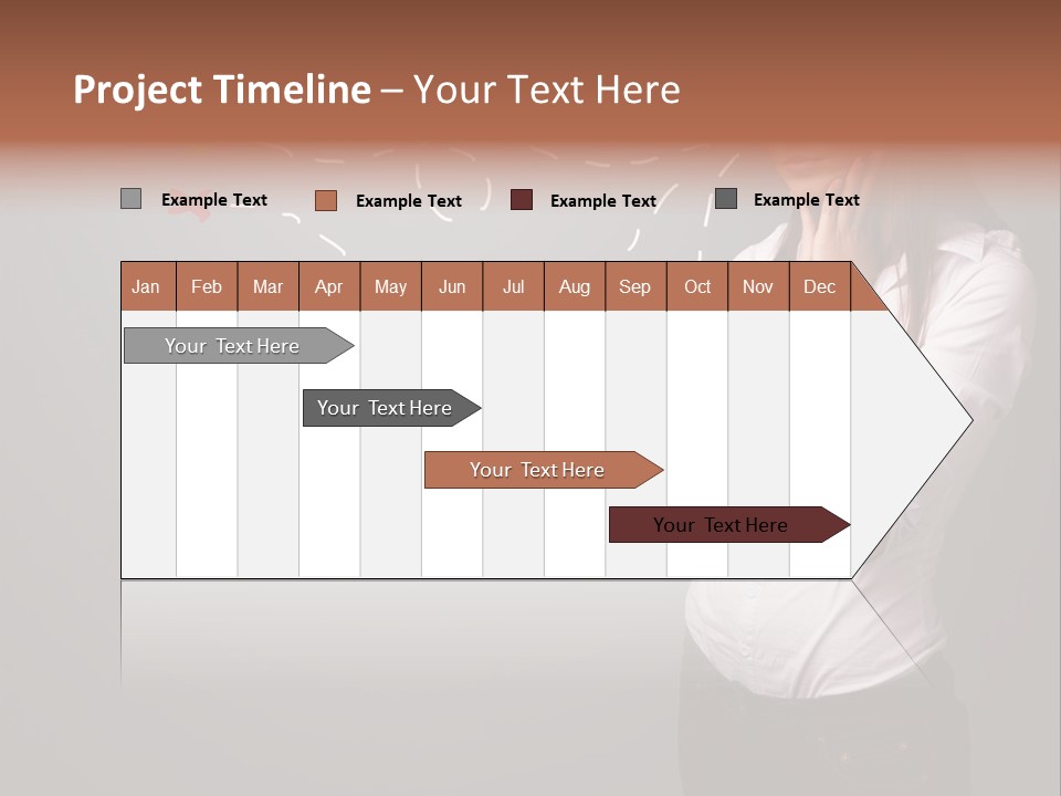A Woman Standing In Front Of A Gray Wall With Arrows Drawn On It PowerPoint Template
