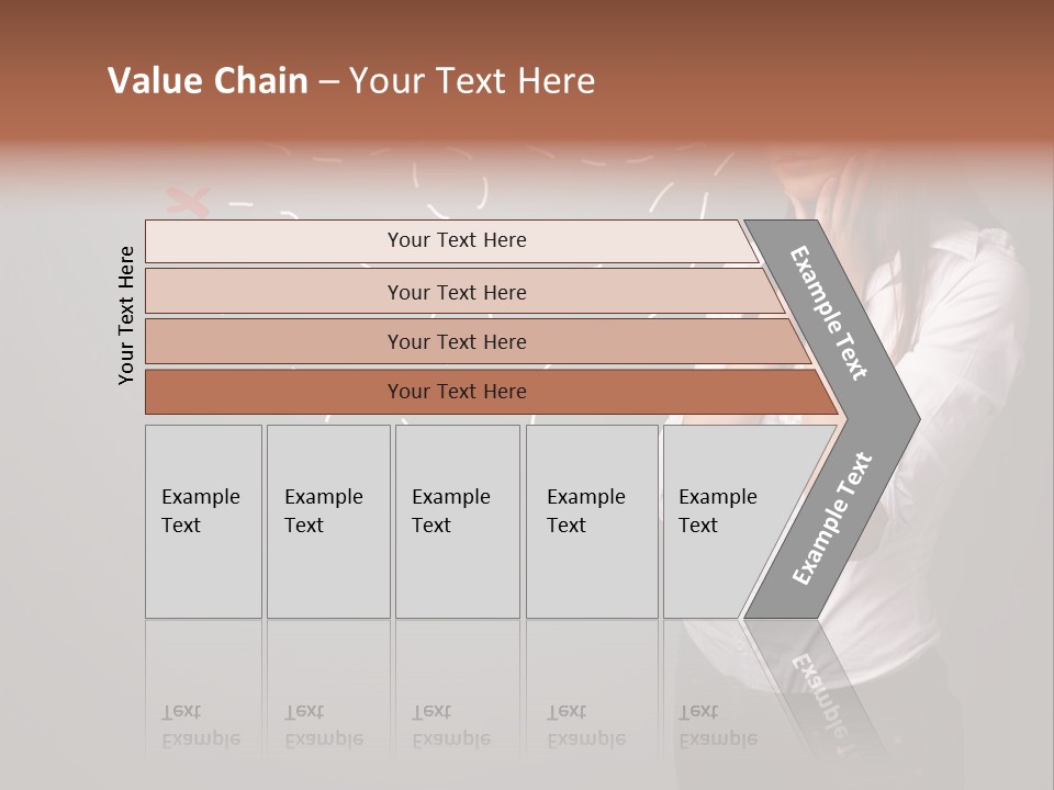 A Woman Standing In Front Of A Gray Wall With Arrows Drawn On It PowerPoint Template