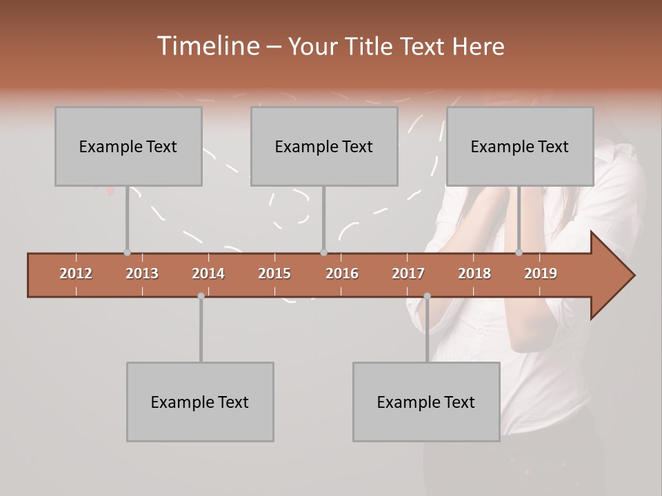 A Woman Standing In Front Of A Gray Wall With Arrows Drawn On It PowerPoint Template
