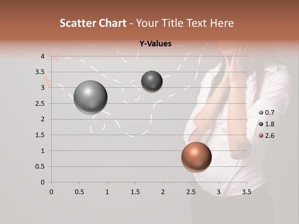 A Woman Standing In Front Of A Gray Wall With Arrows Drawn On It PowerPoint Template