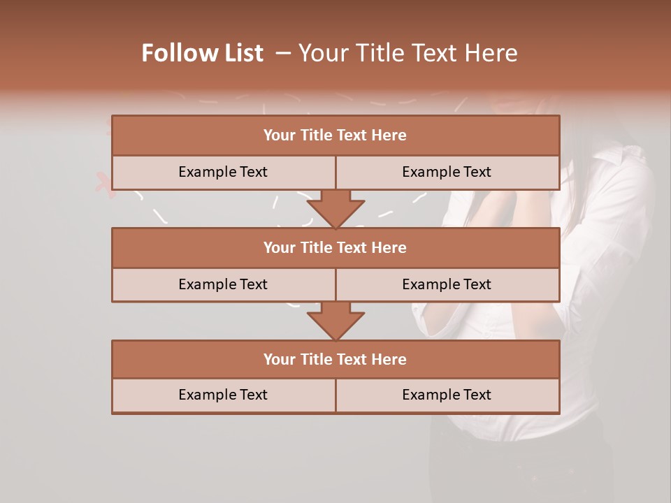 A Woman Standing In Front Of A Gray Wall With Arrows Drawn On It PowerPoint Template
