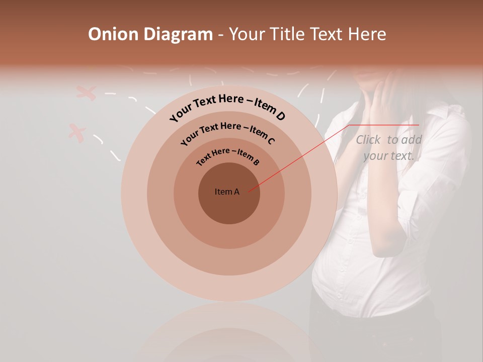 A Woman Standing In Front Of A Gray Wall With Arrows Drawn On It PowerPoint Template