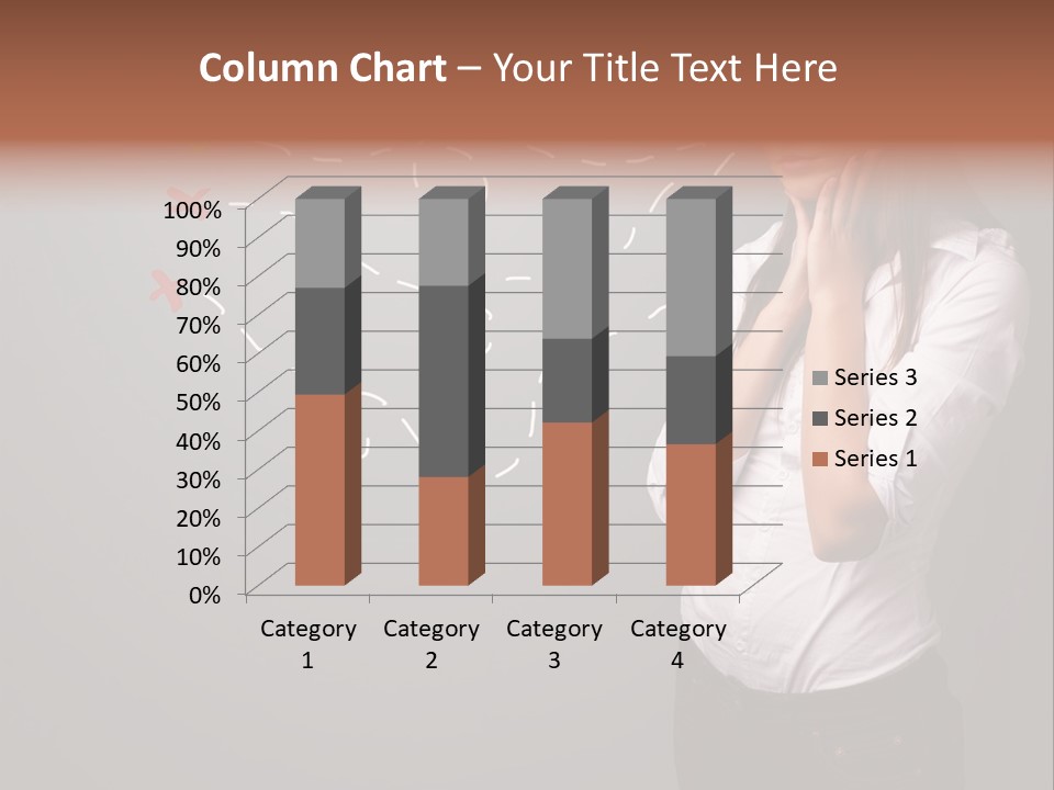 A Woman Standing In Front Of A Gray Wall With Arrows Drawn On It PowerPoint Template