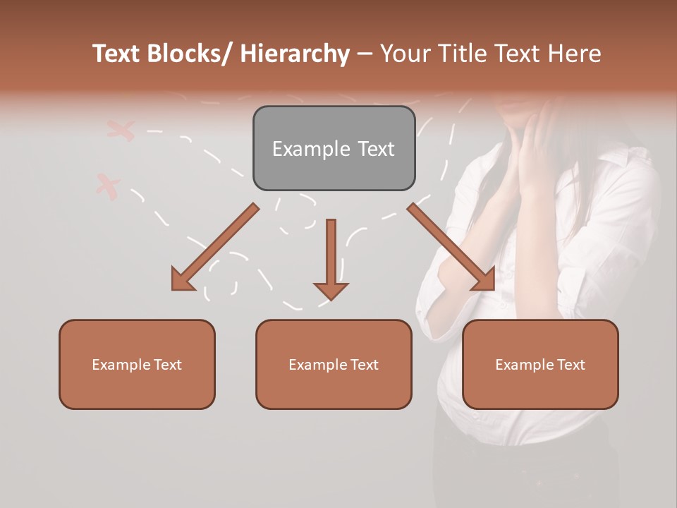 A Woman Standing In Front Of A Gray Wall With Arrows Drawn On It PowerPoint Template