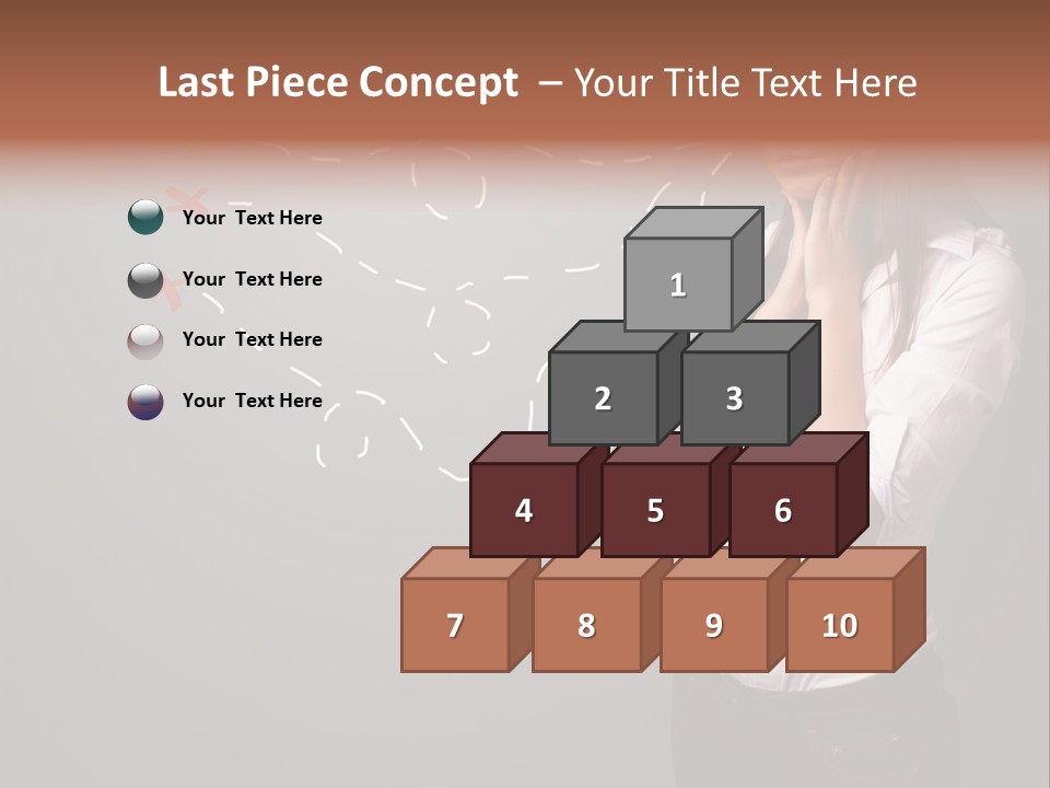 A Woman Standing In Front Of A Gray Wall With Arrows Drawn On It PowerPoint Template