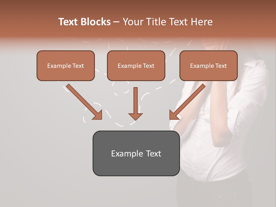 A Woman Standing In Front Of A Gray Wall With Arrows Drawn On It PowerPoint Template