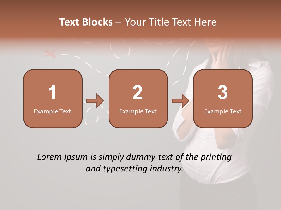 A Woman Standing In Front Of A Gray Wall With Arrows Drawn On It PowerPoint Template