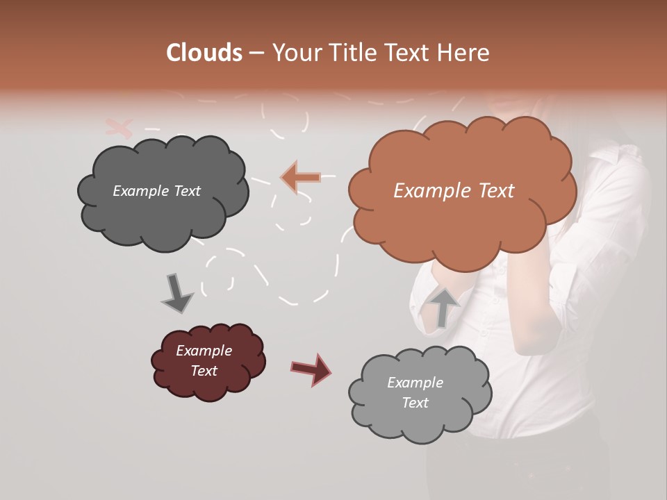 A Woman Standing In Front Of A Gray Wall With Arrows Drawn On It PowerPoint Template
