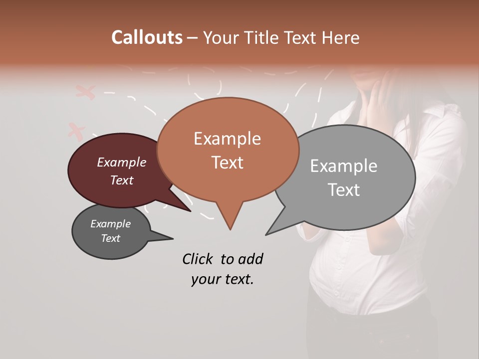 A Woman Standing In Front Of A Gray Wall With Arrows Drawn On It PowerPoint Template