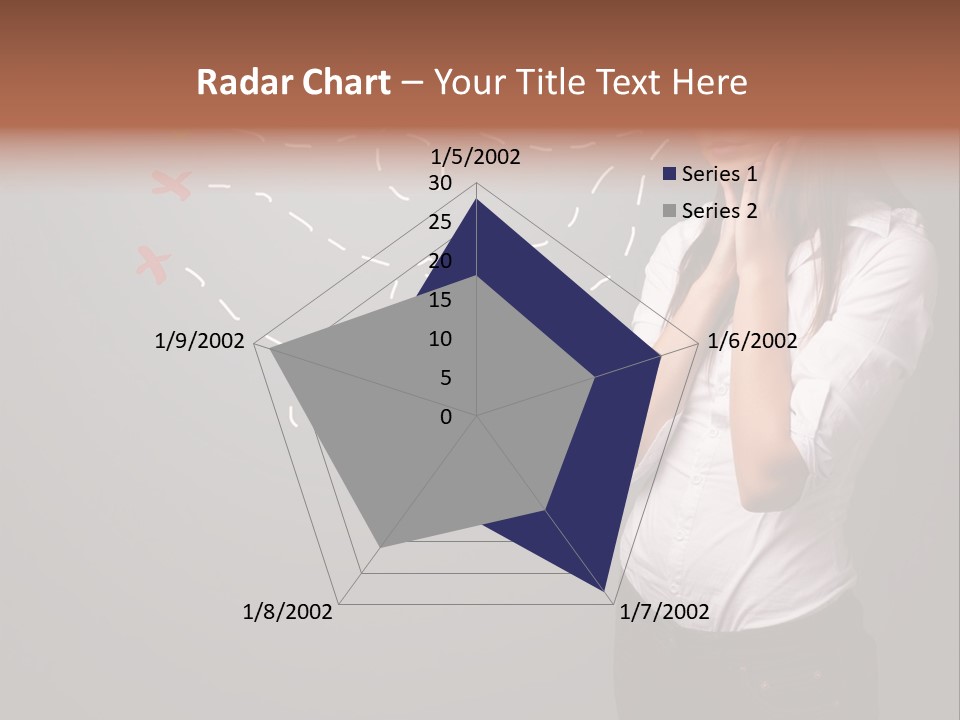 A Woman Standing In Front Of A Gray Wall With Arrows Drawn On It PowerPoint Template
