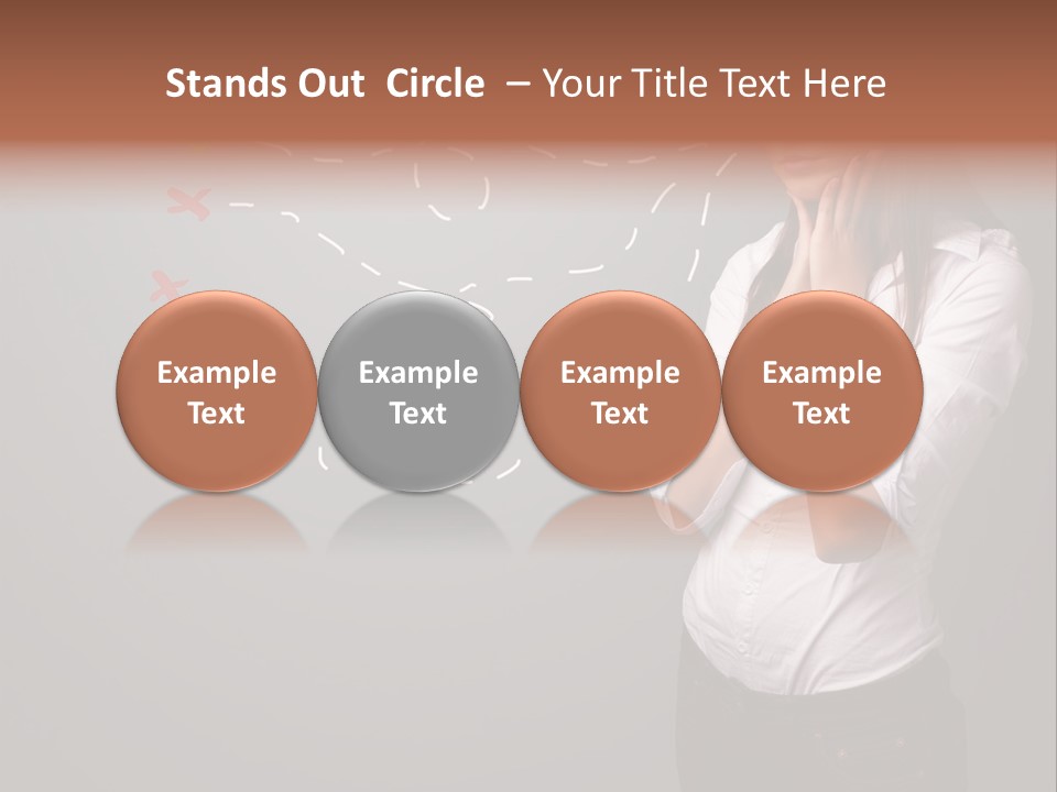 A Woman Standing In Front Of A Gray Wall With Arrows Drawn On It PowerPoint Template