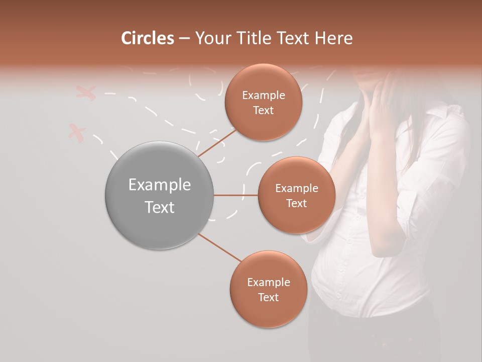 A Woman Standing In Front Of A Gray Wall With Arrows Drawn On It PowerPoint Template