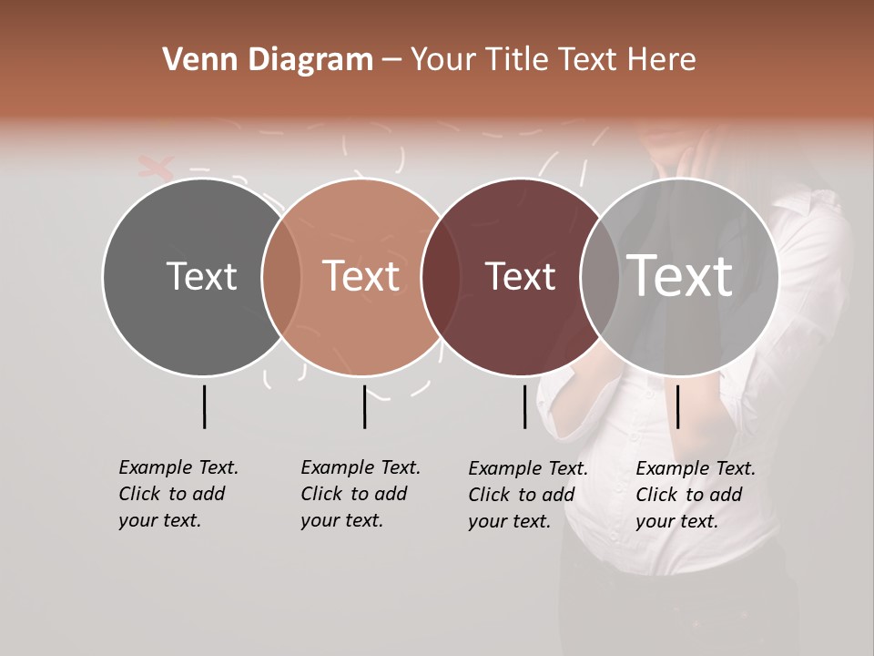 A Woman Standing In Front Of A Gray Wall With Arrows Drawn On It PowerPoint Template