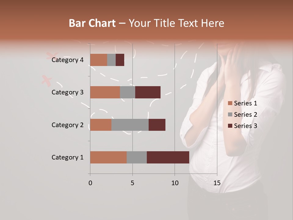 A Woman Standing In Front Of A Gray Wall With Arrows Drawn On It PowerPoint Template