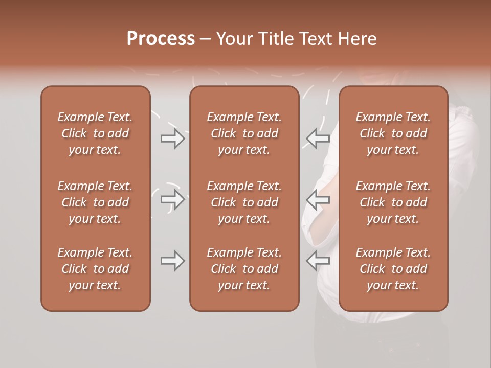 A Woman Standing In Front Of A Gray Wall With Arrows Drawn On It PowerPoint Template
