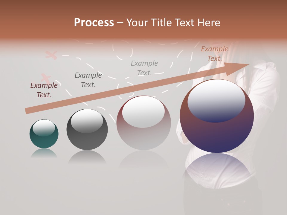 A Woman Standing In Front Of A Gray Wall With Arrows Drawn On It PowerPoint Template