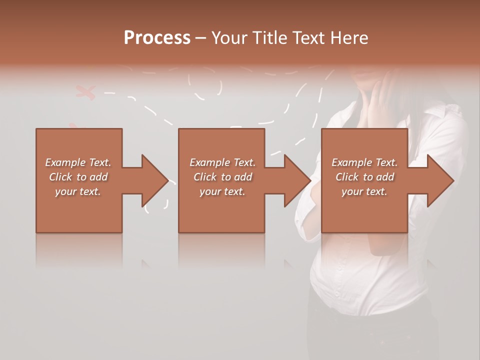 A Woman Standing In Front Of A Gray Wall With Arrows Drawn On It PowerPoint Template