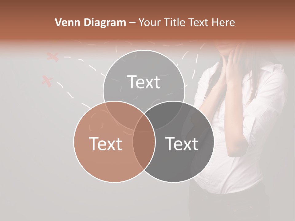 A Woman Standing In Front Of A Gray Wall With Arrows Drawn On It PowerPoint Template