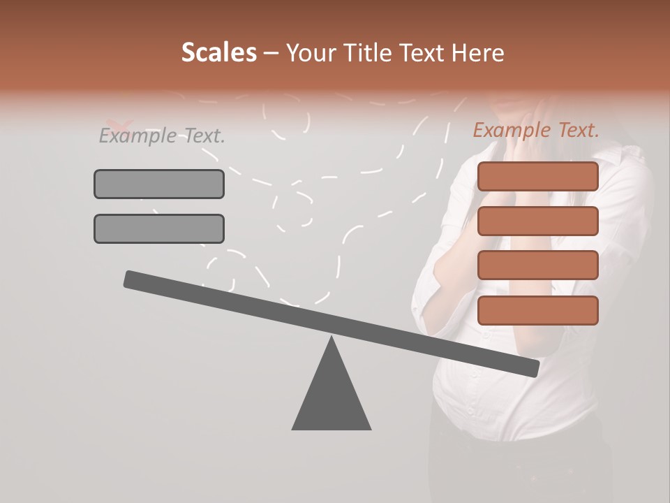 A Woman Standing In Front Of A Gray Wall With Arrows Drawn On It PowerPoint Template