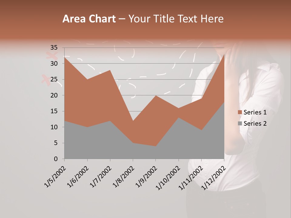 A Woman Standing In Front Of A Gray Wall With Arrows Drawn On It PowerPoint Template