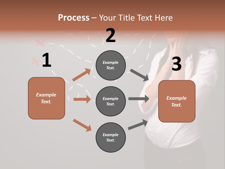 A Woman Standing In Front Of A Gray Wall With Arrows Drawn On It PowerPoint Template