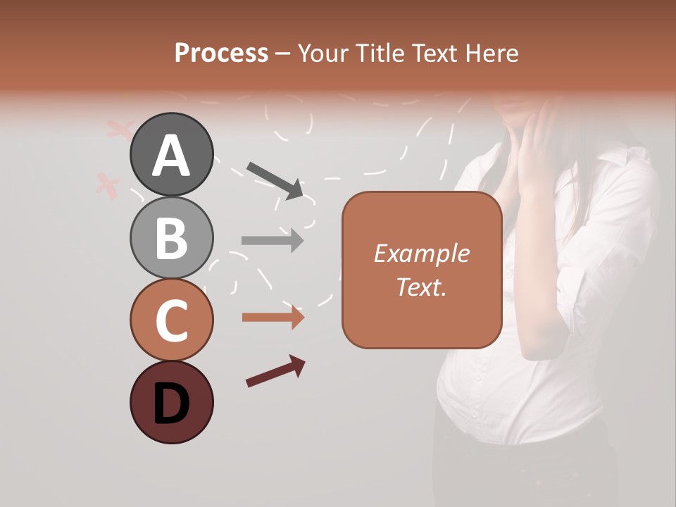 A Woman Standing In Front Of A Gray Wall With Arrows Drawn On It PowerPoint Template