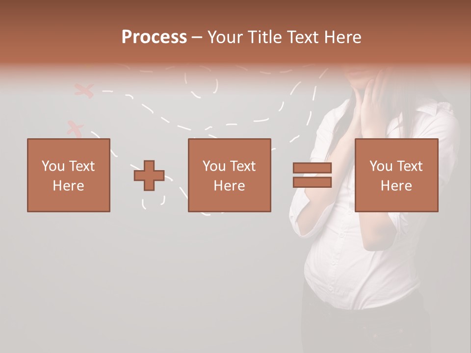 A Woman Standing In Front Of A Gray Wall With Arrows Drawn On It PowerPoint Template