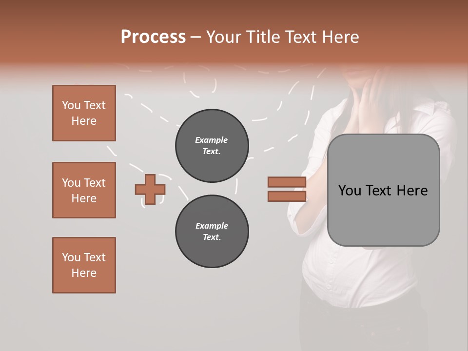 A Woman Standing In Front Of A Gray Wall With Arrows Drawn On It PowerPoint Template