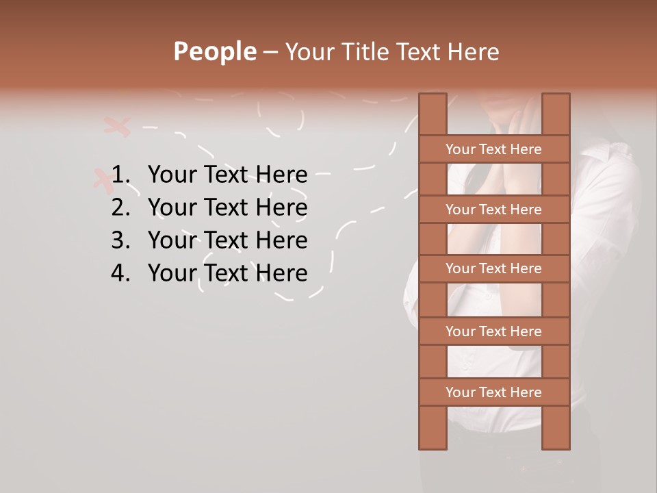 A Woman Standing In Front Of A Gray Wall With Arrows Drawn On It PowerPoint Template