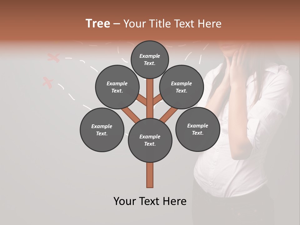 A Woman Standing In Front Of A Gray Wall With Arrows Drawn On It PowerPoint Template