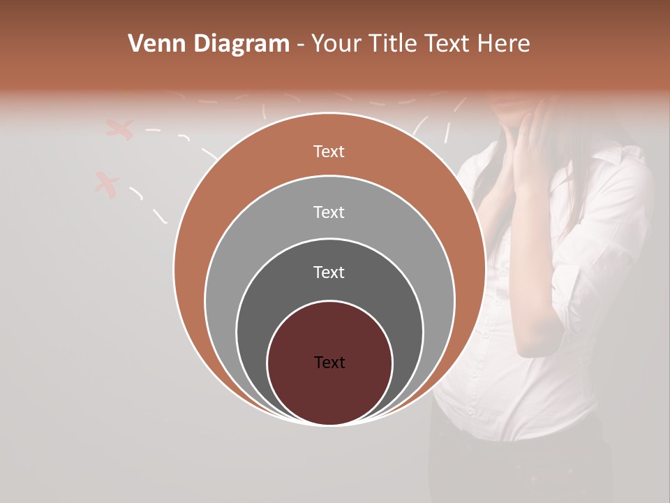 A Woman Standing In Front Of A Gray Wall With Arrows Drawn On It PowerPoint Template