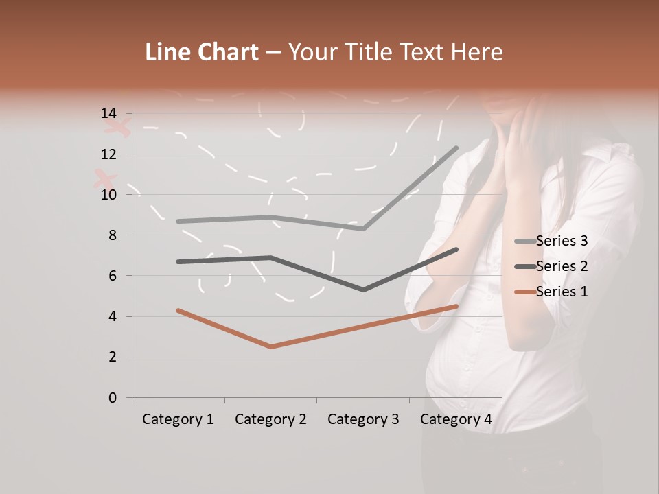 A Woman Standing In Front Of A Gray Wall With Arrows Drawn On It PowerPoint Template