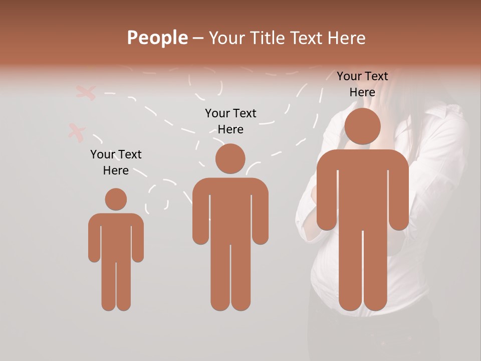 A Woman Standing In Front Of A Gray Wall With Arrows Drawn On It PowerPoint Template