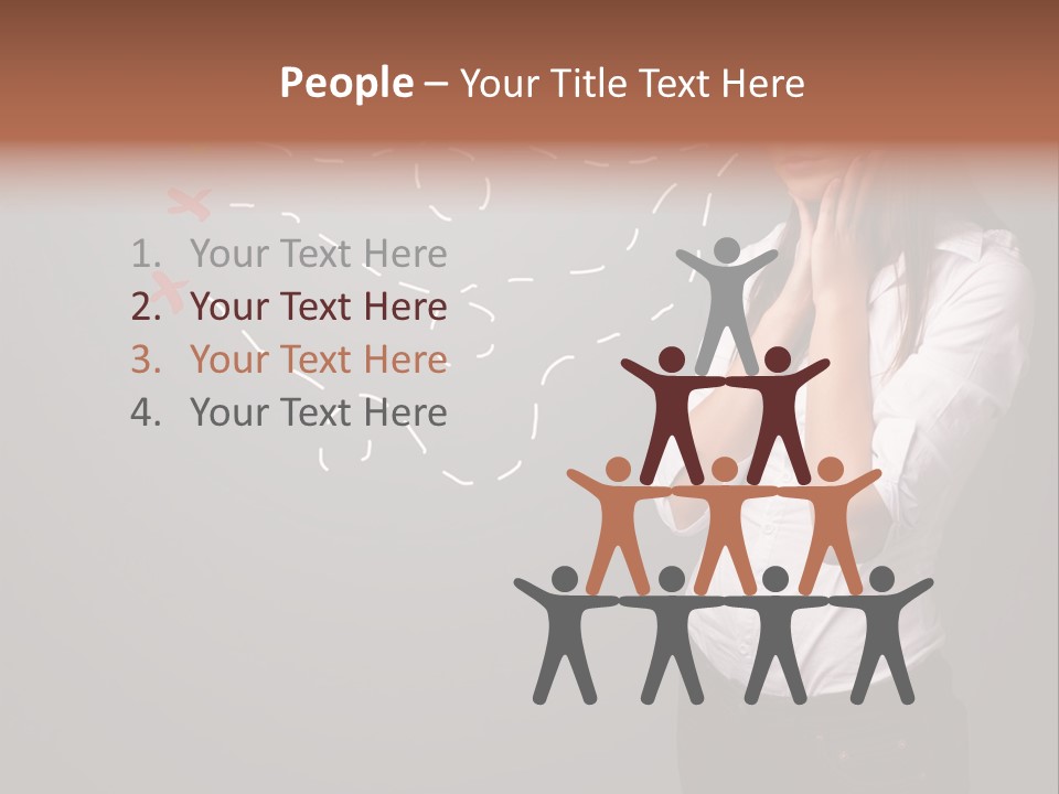 A Woman Standing In Front Of A Gray Wall With Arrows Drawn On It PowerPoint Template