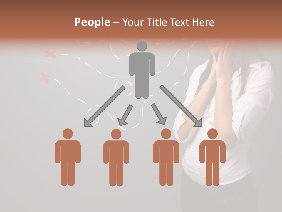 A Woman Standing In Front Of A Gray Wall With Arrows Drawn On It PowerPoint Template