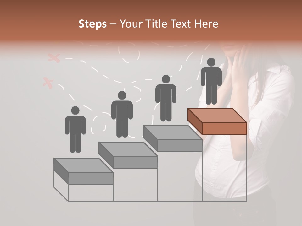 A Woman Standing In Front Of A Gray Wall With Arrows Drawn On It PowerPoint Template