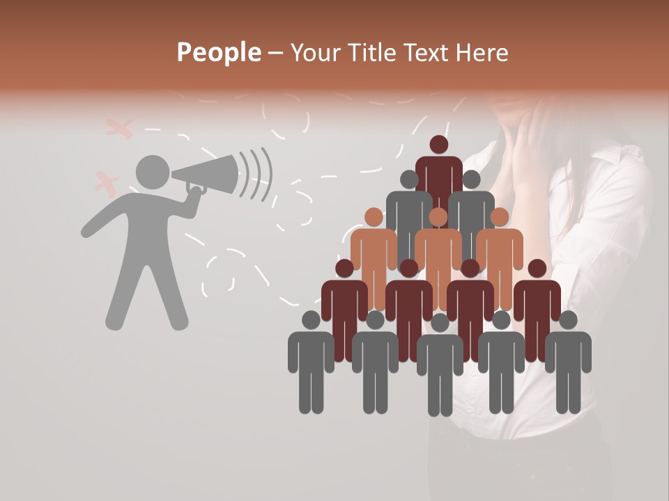 A Woman Standing In Front Of A Gray Wall With Arrows Drawn On It PowerPoint Template