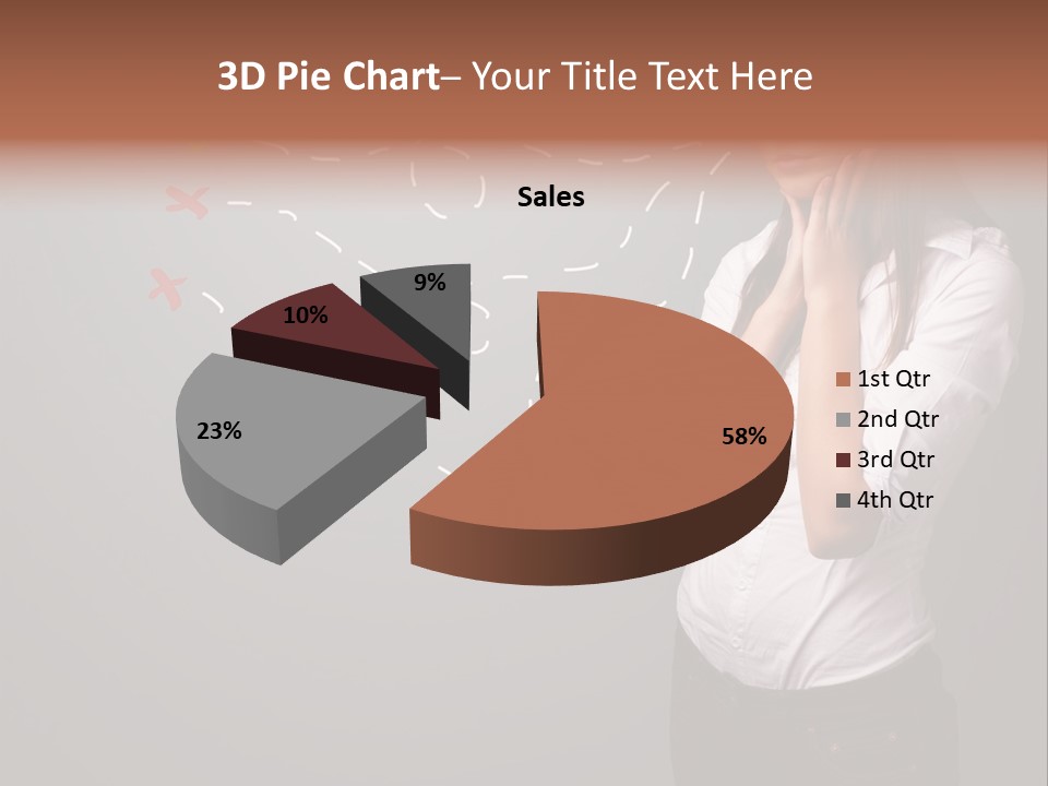 A Woman Standing In Front Of A Gray Wall With Arrows Drawn On It PowerPoint Template