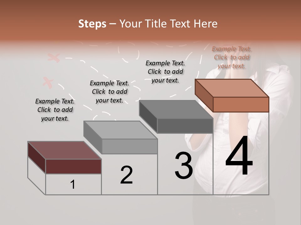 A Woman Standing In Front Of A Gray Wall With Arrows Drawn On It PowerPoint Template