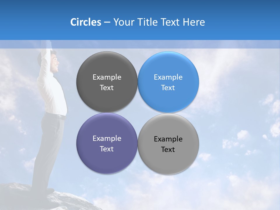 A Man Standing On Top Of A Rock With His Arms In The Air PowerPoint Template